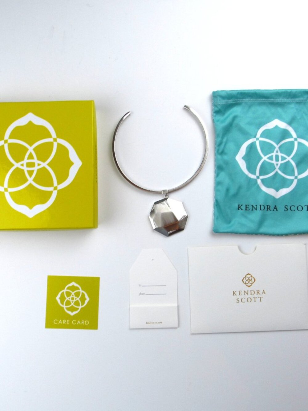 Kendra Scott Jewelry Connor Neck Cuff in Silver Tone With Box, Dust Bag, & Cards